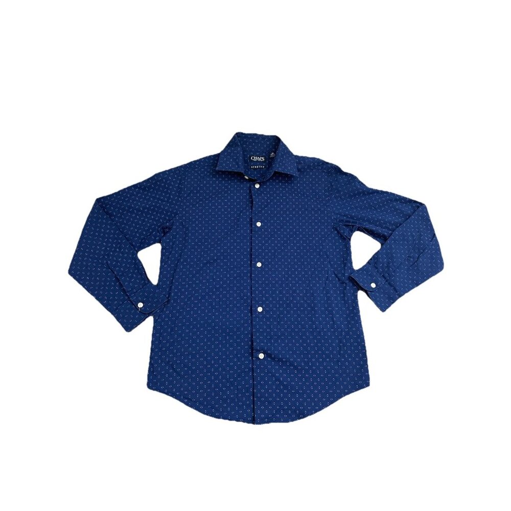Chaps Juniors Size M 10/12 Blue Button-up Long Sleeve Stretch Shirt